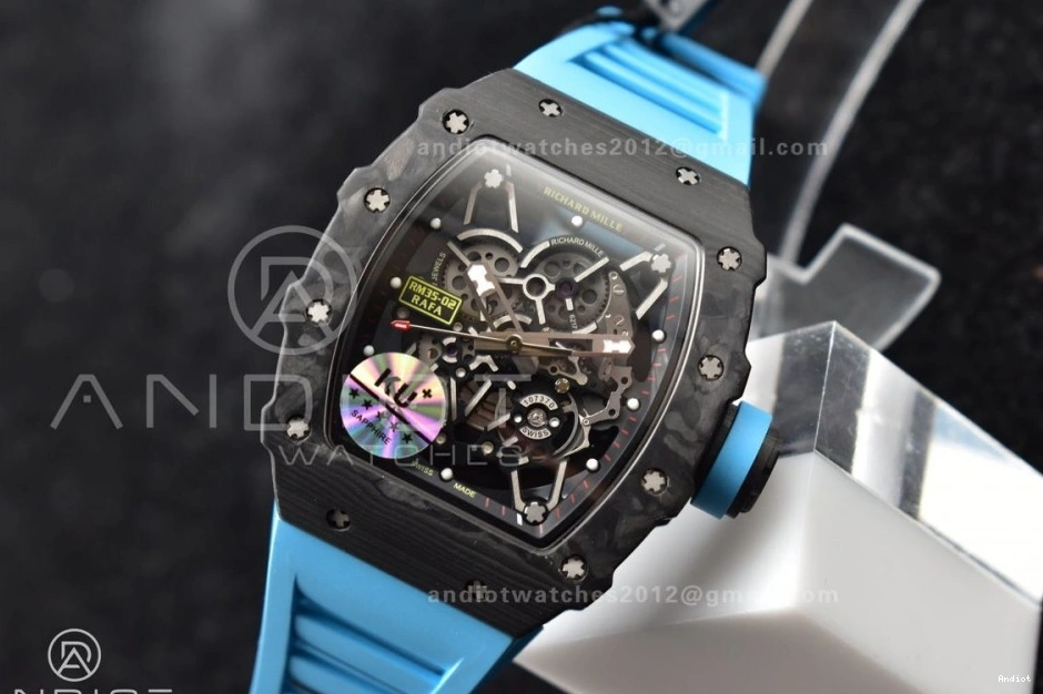 Best Red Dial Rubber Edition KUF Blue on Skeleton MIYOTA8215 RM035-02 Strap 0308